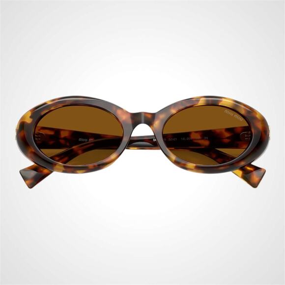 New MIU MIU Sunglasses Brown Tortoise Oval Womens Reverie - Picture 5 of 6
